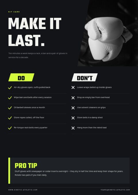Sports & Fitness — Care Instructions page