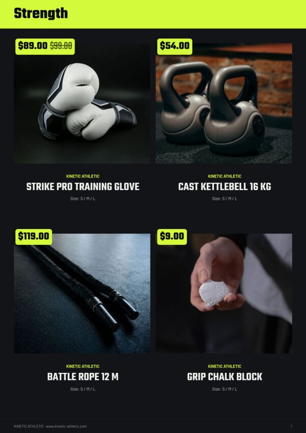 Sports & Fitness — product page, 2 × 2 grid