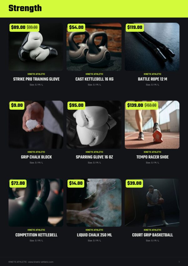 Sports & Fitness — product page, 3 × 3 grid