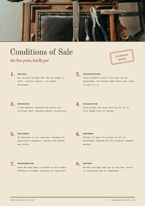 Vintage & Antiques — Notes / Terms page