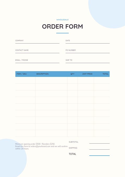Baby & Kids — Order form page