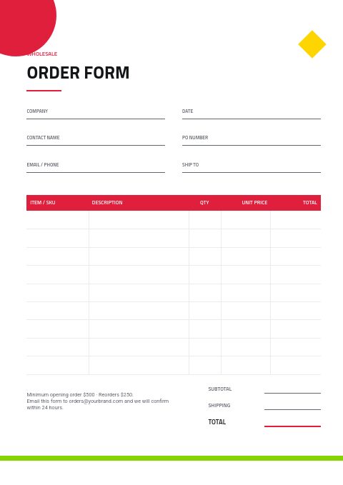 Cycling — Order form page