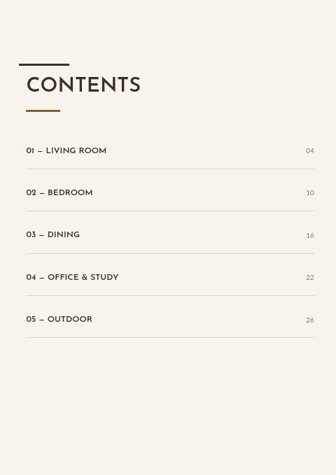 Furniture — Contents page