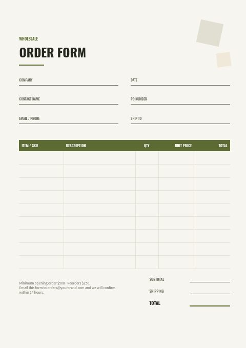 Hobby & Collectibles — Order form page