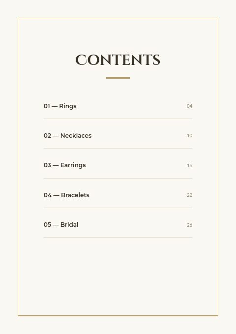 Jewelry — Contents page