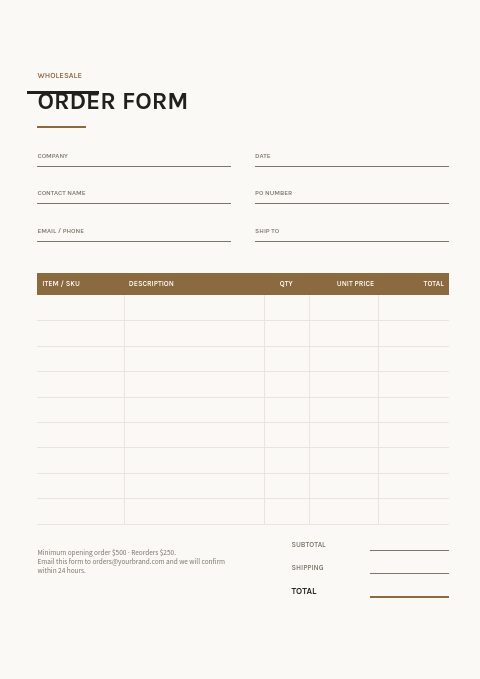 Kitchen & Dining — Order form page