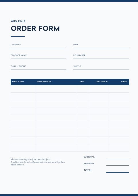 Marine & Boating — Order form page