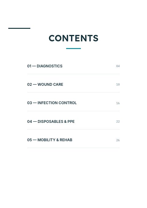 Medical Supplies — Contents page