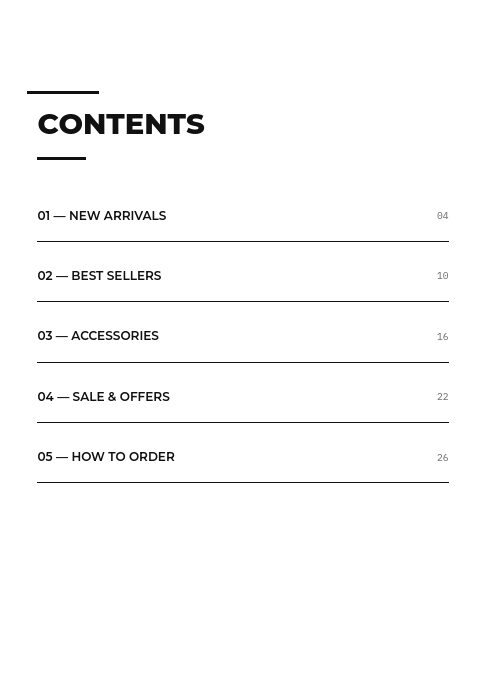 Minimal Mono — Contents page