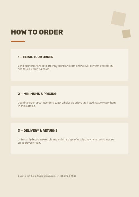 Packaging — How to order page