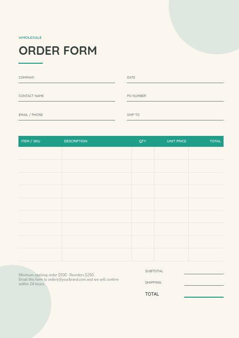 Pet Supplies — Order form page