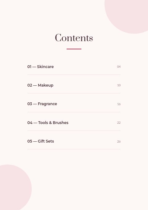 Blush Beauty — Contents page