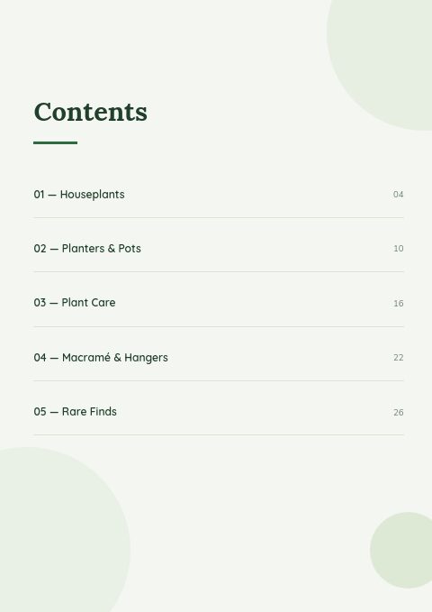 Urban Jungle — Contents page