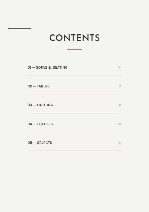 Nordic Interior — Contents page