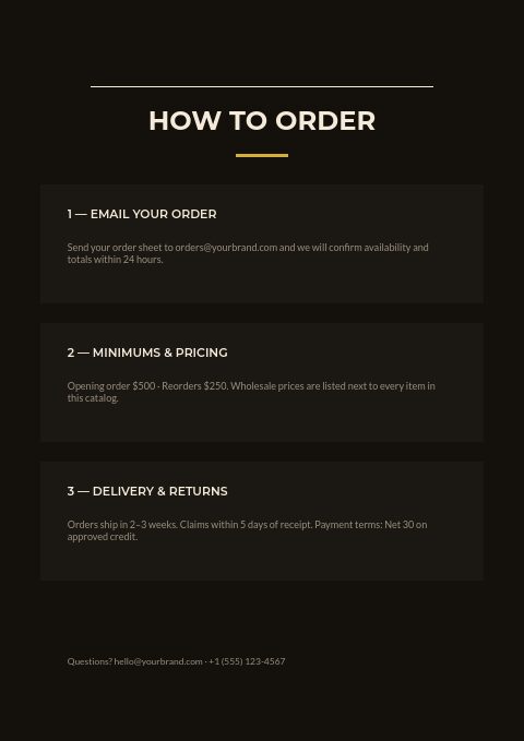 Gilded Atelier — How to order page