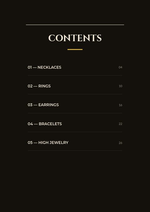 Gilded Atelier — Contents page