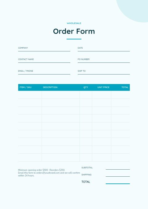 Pool & Spa — Order form page