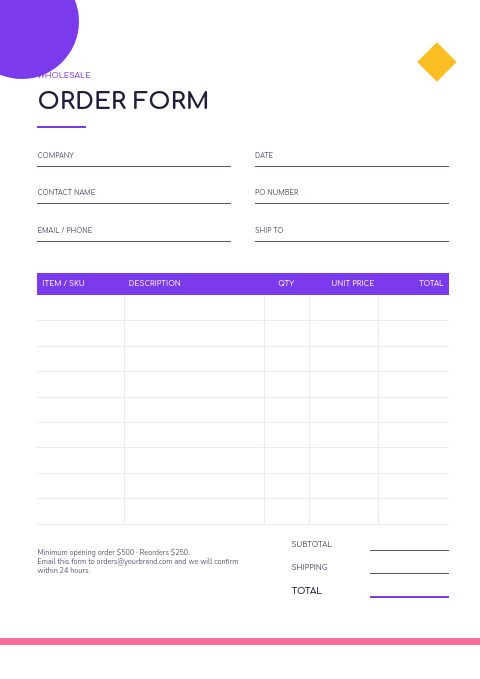 Promotional Products — Order form page