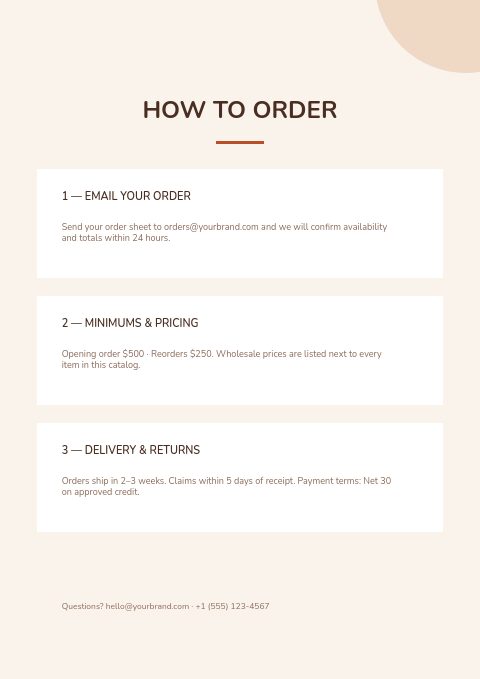 Warm Terracotta — How to order page