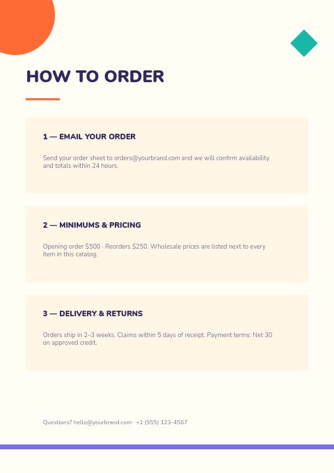 Toys & Games — How to order page