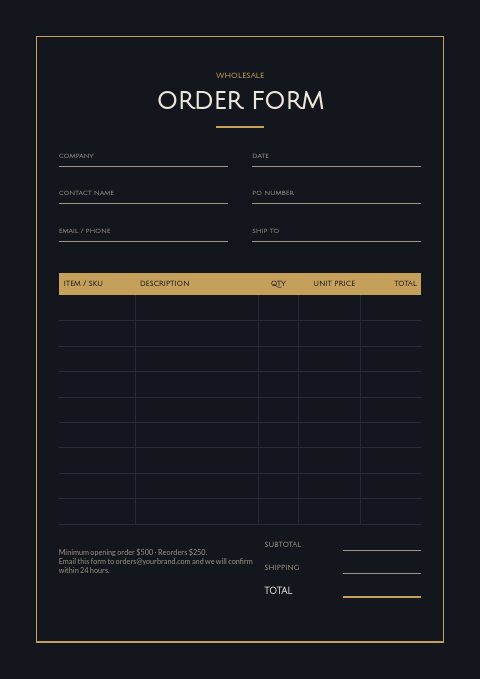 Watches — Order form page