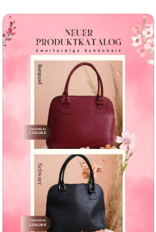 Handbag product catalog page