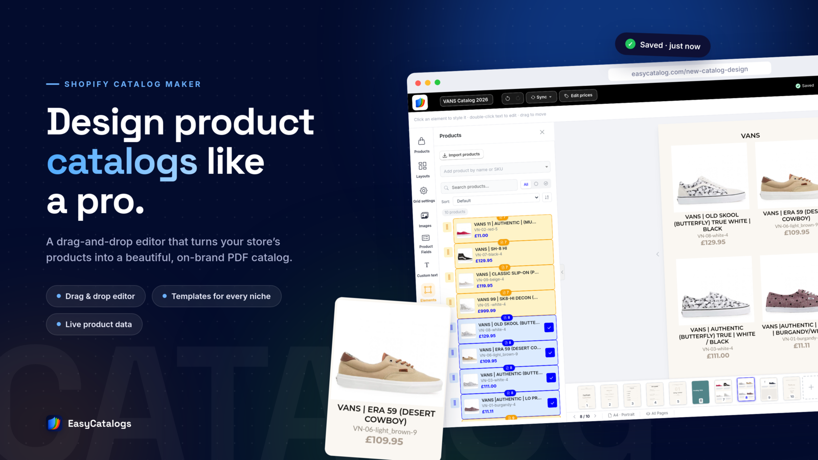 The drag-and-drop catalog designer
