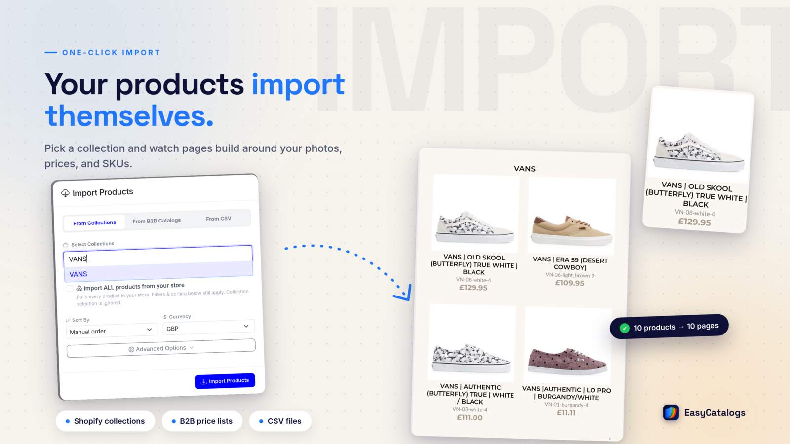 Importing a product collection in one click