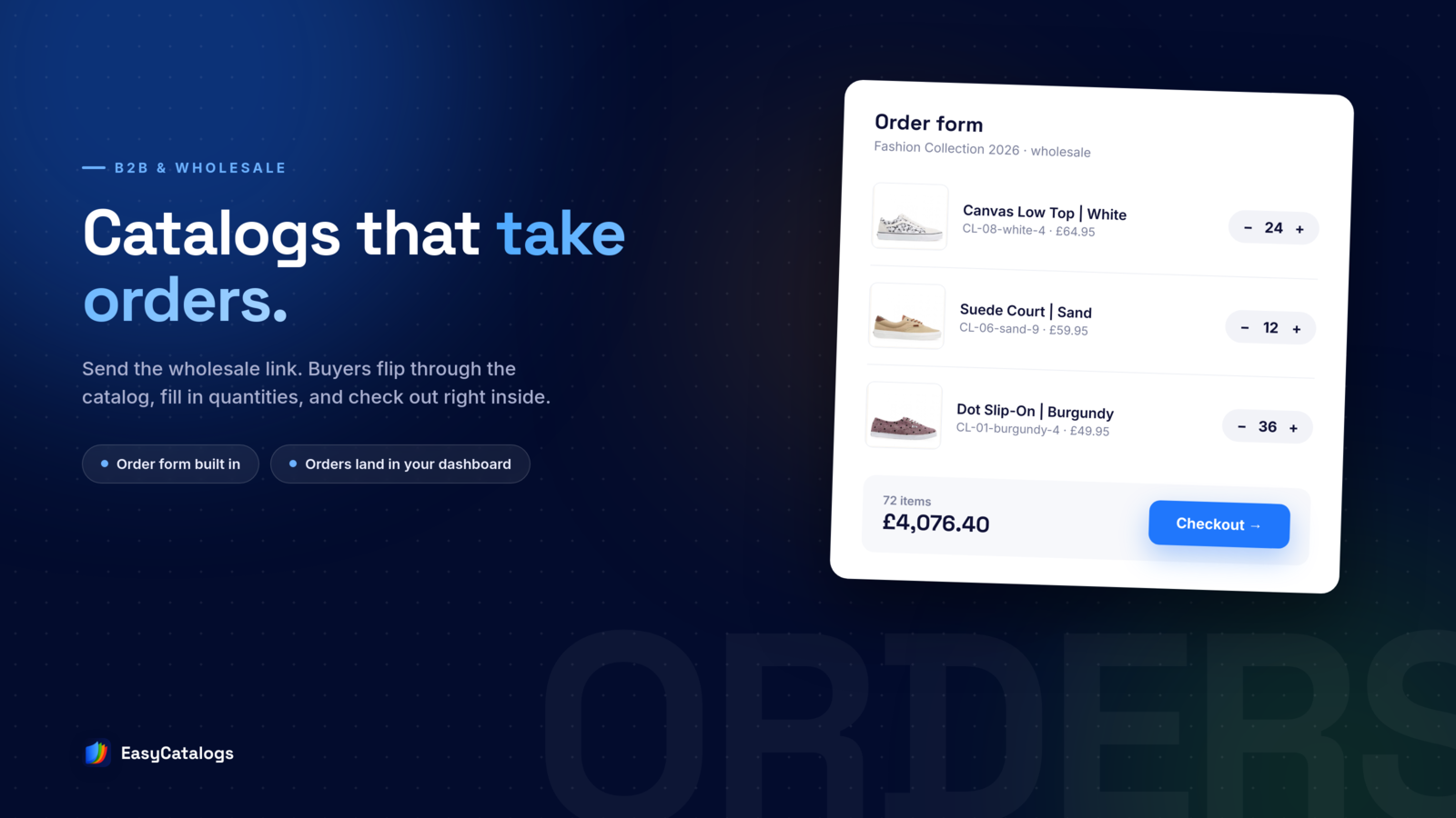 The built-in wholesale order form